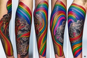 number seven with rgay rainbow colours tattoo idea