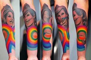 number seven with rgay rainbow colours tattoo idea