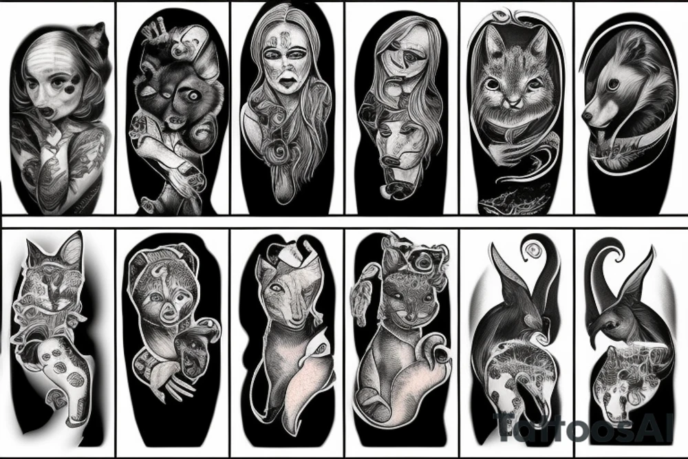 a reflection of a dark but very good soul with references to animals tattoo idea
