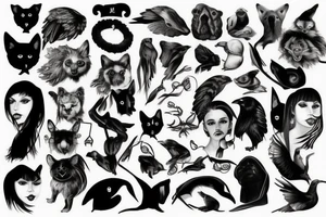 a reflection of a dark but very good soul with references to animals tattoo idea