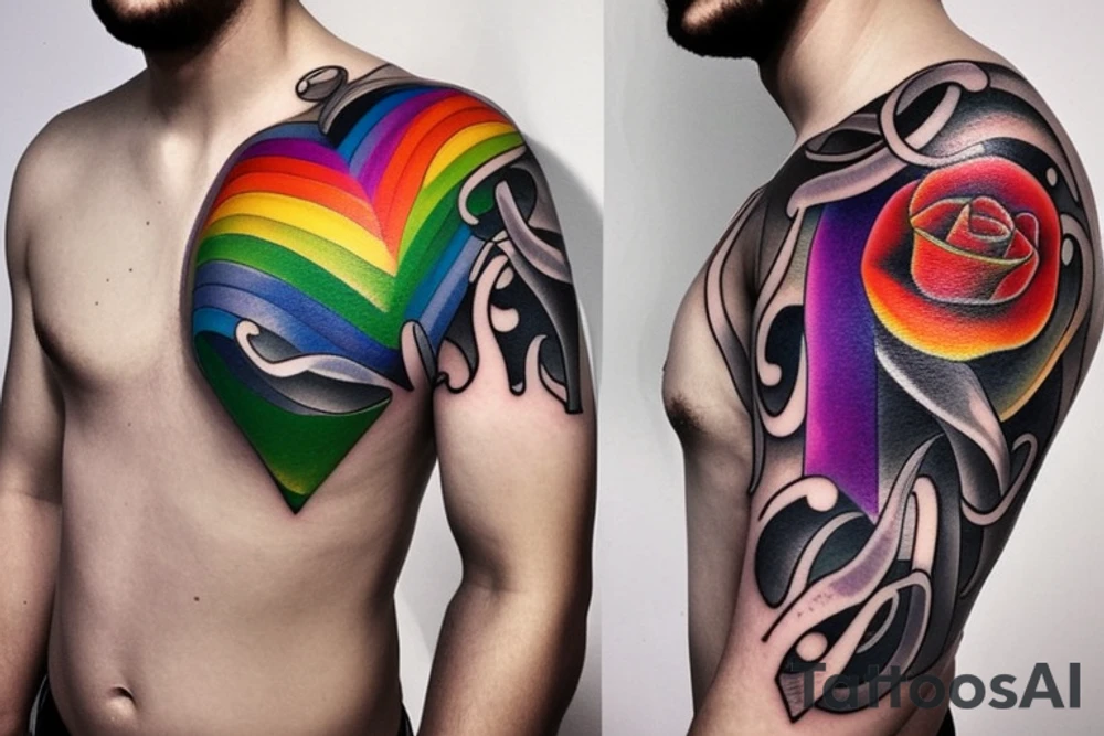 number seven with gay rainbow colours tattoo idea