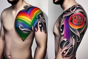 number seven with gay rainbow colours tattoo idea