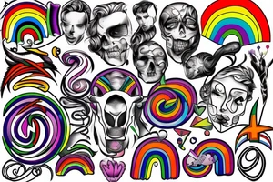 number seven with gay rainbow colours tattoo idea