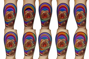 the number seven, with gay rainbow colours tattoo idea