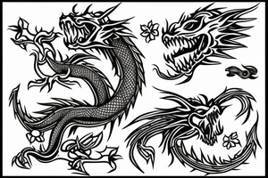 dragon with flowers tattoo idea