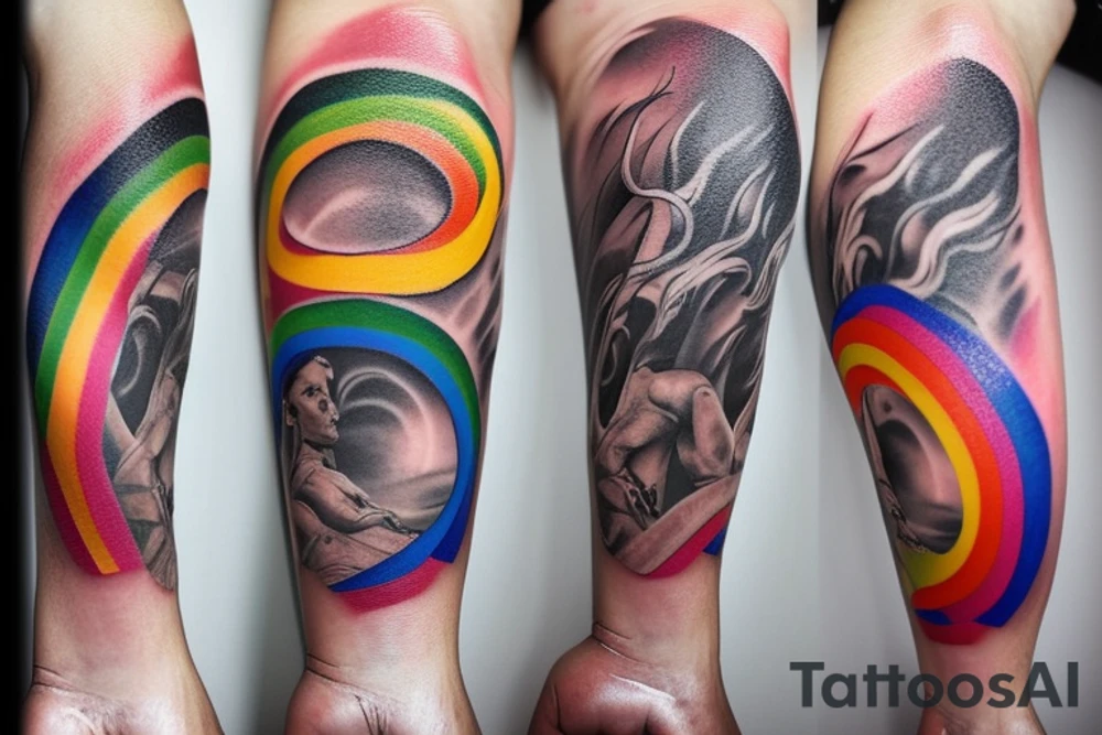 the number 7, with gay rainbow colours tattoo idea