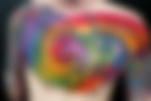 the number 7, with gay rainbow colours tattoo idea
