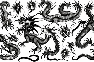 dragon with flowers tattoo idea