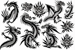 dragon with flowers tattoo idea