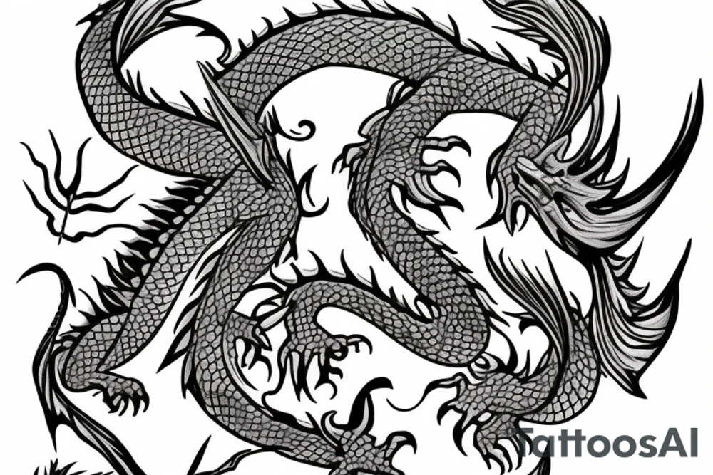 dragon with flowers tattoo idea