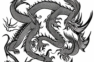 dragon with flowers tattoo idea