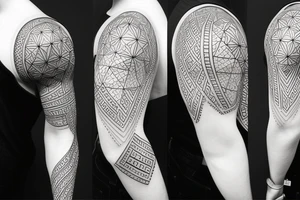 sleeve design with geometric shapes divided into groups tattoo idea