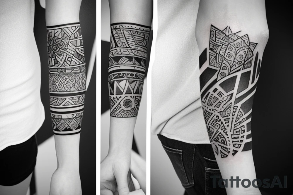sleeve design with different geometric shapes tattoo idea sleeve design with different geometric shapes tattoo idea