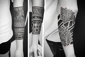 sleeve design with different geometric shapes tattoo idea