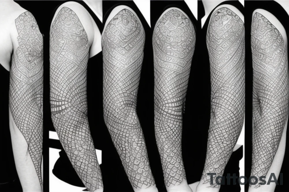 sleeve design with different geometric shapes tattoo idea