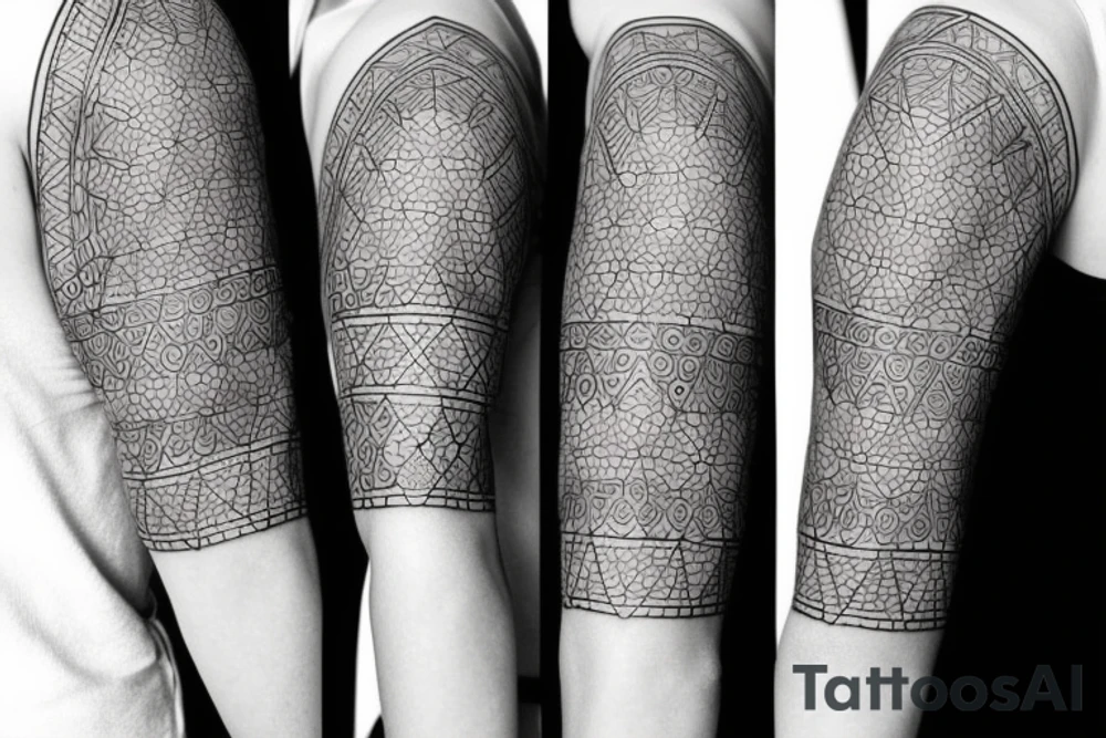 sleeve design with different geometric shapes tattoo idea