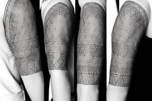 sleeve design with different geometric shapes tattoo idea