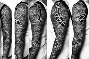sleeve design with different geometric shapes tattoo idea