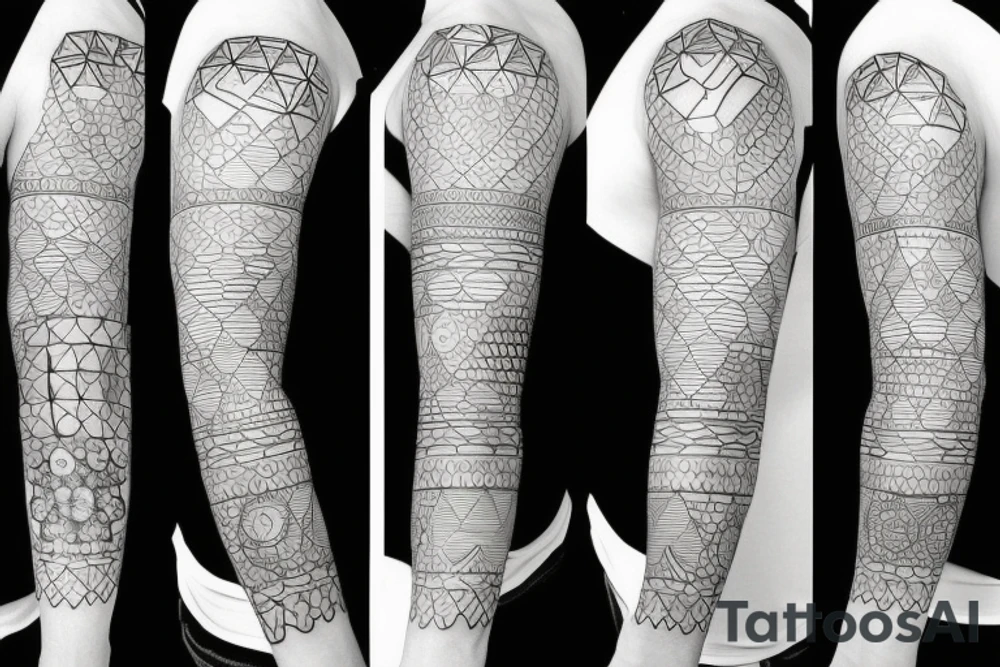 sleeve design with different geometric shapes tattoo idea sleeve design with different geometric shapes tattoo idea