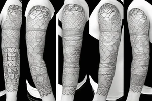 sleeve design with different geometric shapes tattoo idea