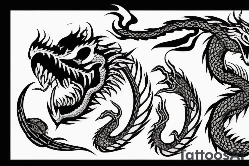 dragon coming out of a skull tattoo idea