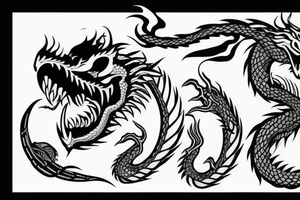 dragon coming out of a skull tattoo idea