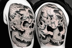 dragon coming out of a skull tattoo idea
