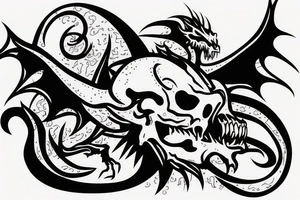 dragon coming out of a skull tattoo idea