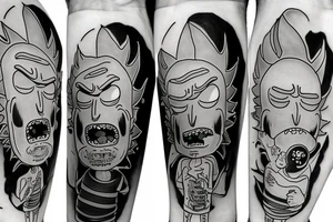 Rick and Morty in dark fantasy tattoo idea