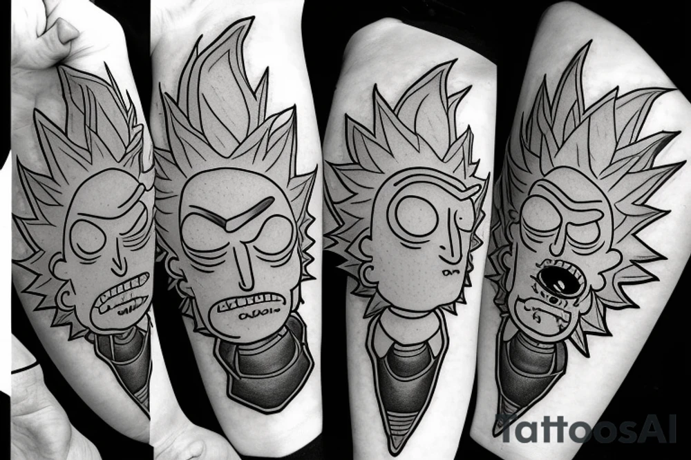 Rick and Morty in dark fantasy tattoo idea
