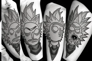 Rick and Morty in dark fantasy tattoo idea