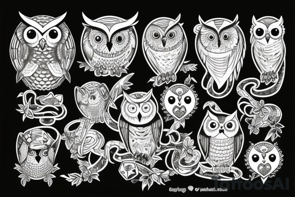 A owl fight with a snake tattoo idea
