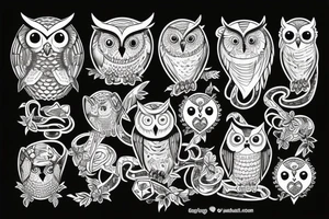 A owl fight with a snake tattoo idea