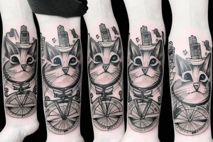 Cat ride a bike tattoo idea