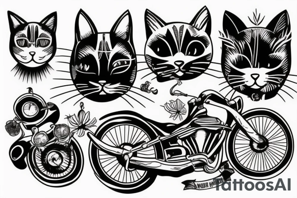 Cat ride a bike tattoo idea