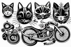Cat ride a bike tattoo idea