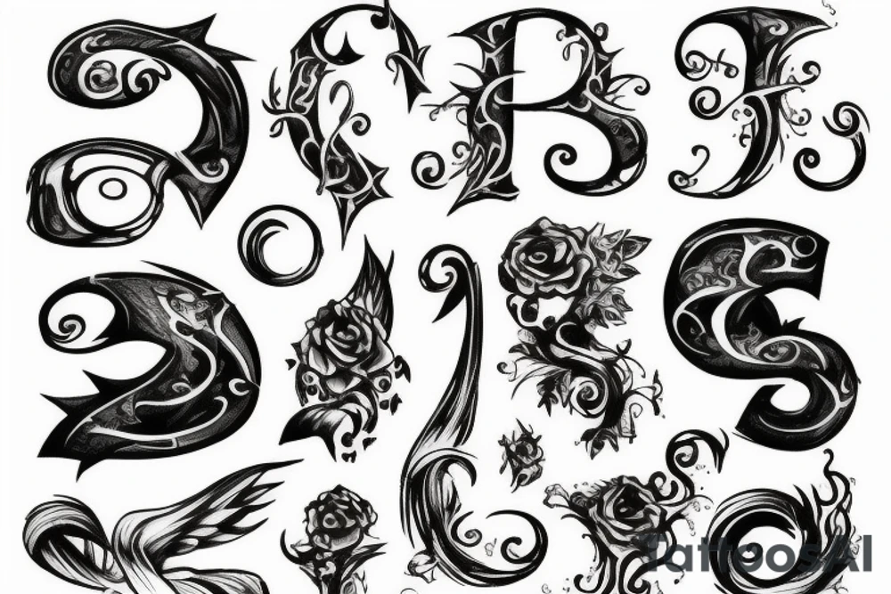 G A
Fantasy letters tattoo idea