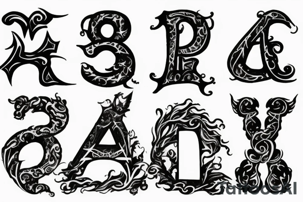G A
Fantasy letters tattoo idea