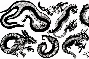 snake, rabbit , horse and dragon family tattoo idea