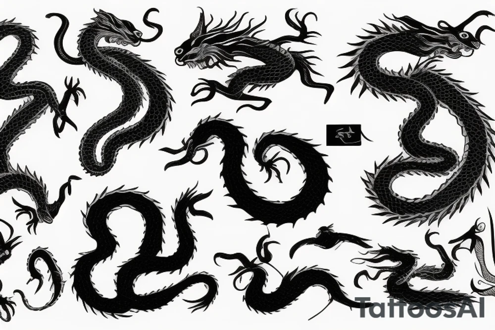 snake, rabbit, horse and dragon tattoo idea