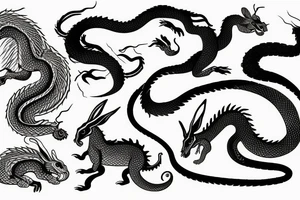 snake, rabbit, horse and dragon tattoo idea