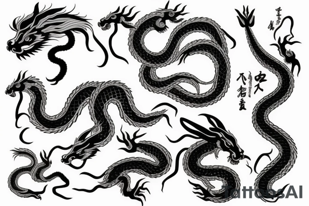snake, rabbit, horse and dragon tattoo idea