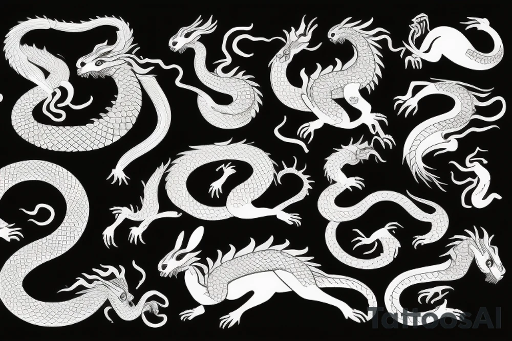 snake, rabbit, horse and dragon tattoo idea