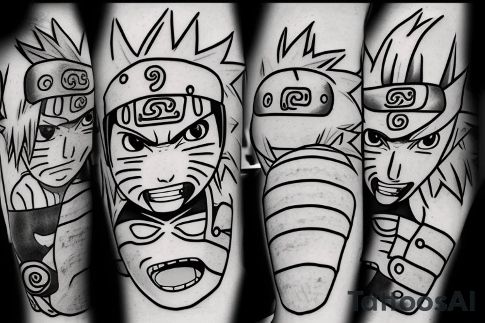 forearm tattoo about naruto sage mode, gaara and konoha tattoo idea