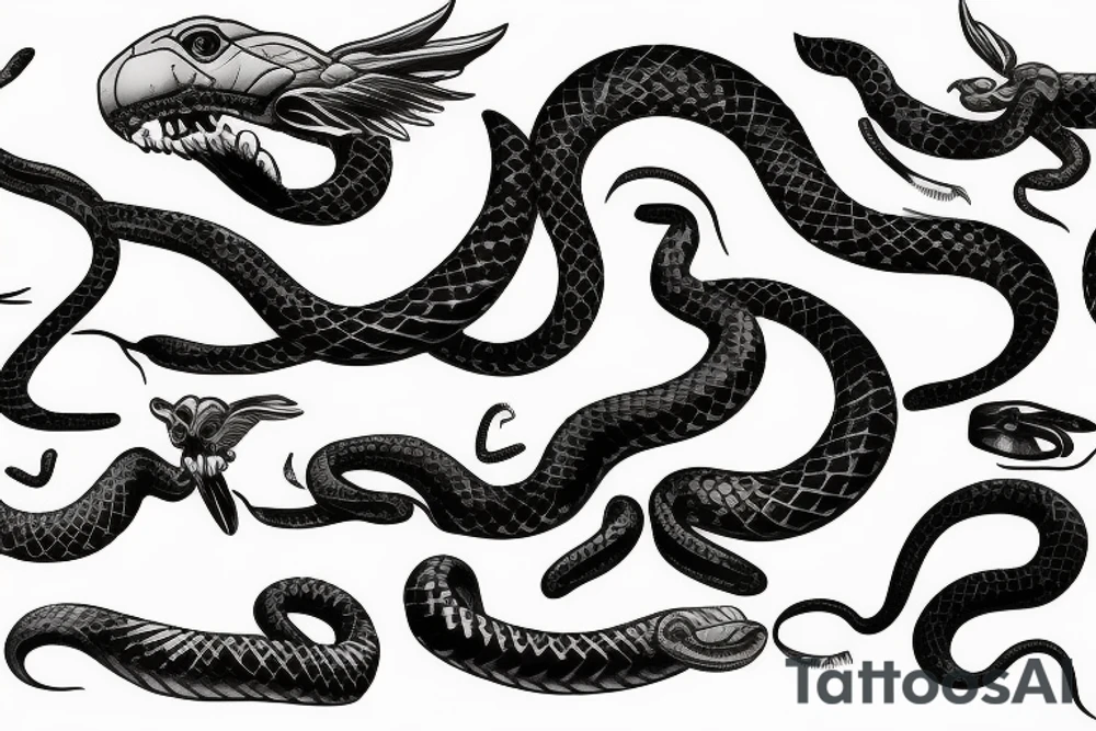 black mamba snakes with wings tattoo idea