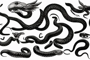 black mamba snakes with wings tattoo idea