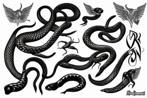 black mamba snakes with wings tattoo idea