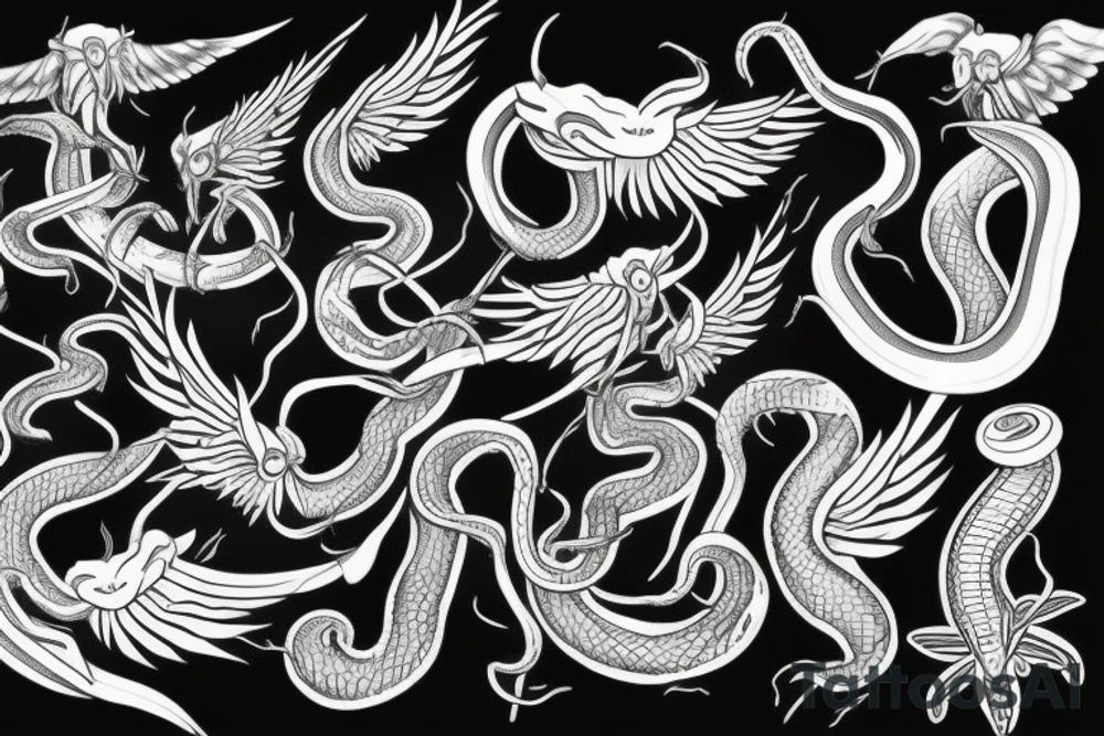 black mamba snakes with wings tattoo idea