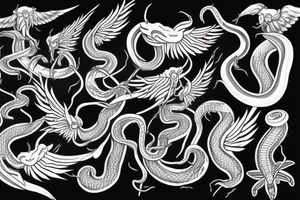 black mamba snakes with wings tattoo idea