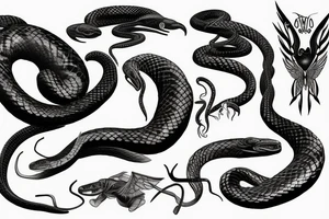 black mamba snakes with wings tattoo idea